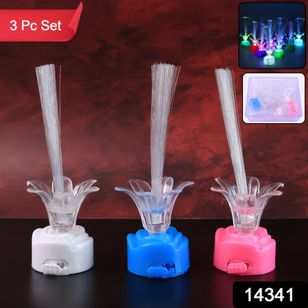 Multi-Color Led Fiber Optic Flower Night Lamps (Mix Color 3 Pc)