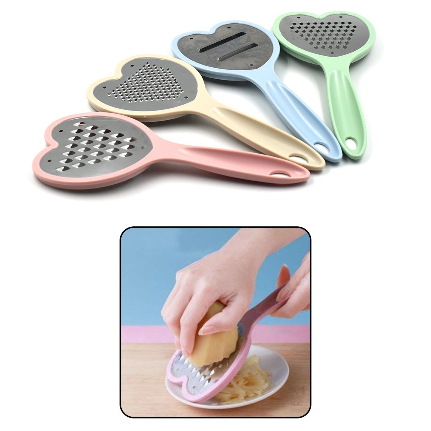 Heart Grater Set And Heart Grater Slicer Used Widely For Grating And Slicing Of Fruits Vegetables Cheese Etc. Including All Kitchen Purposes.