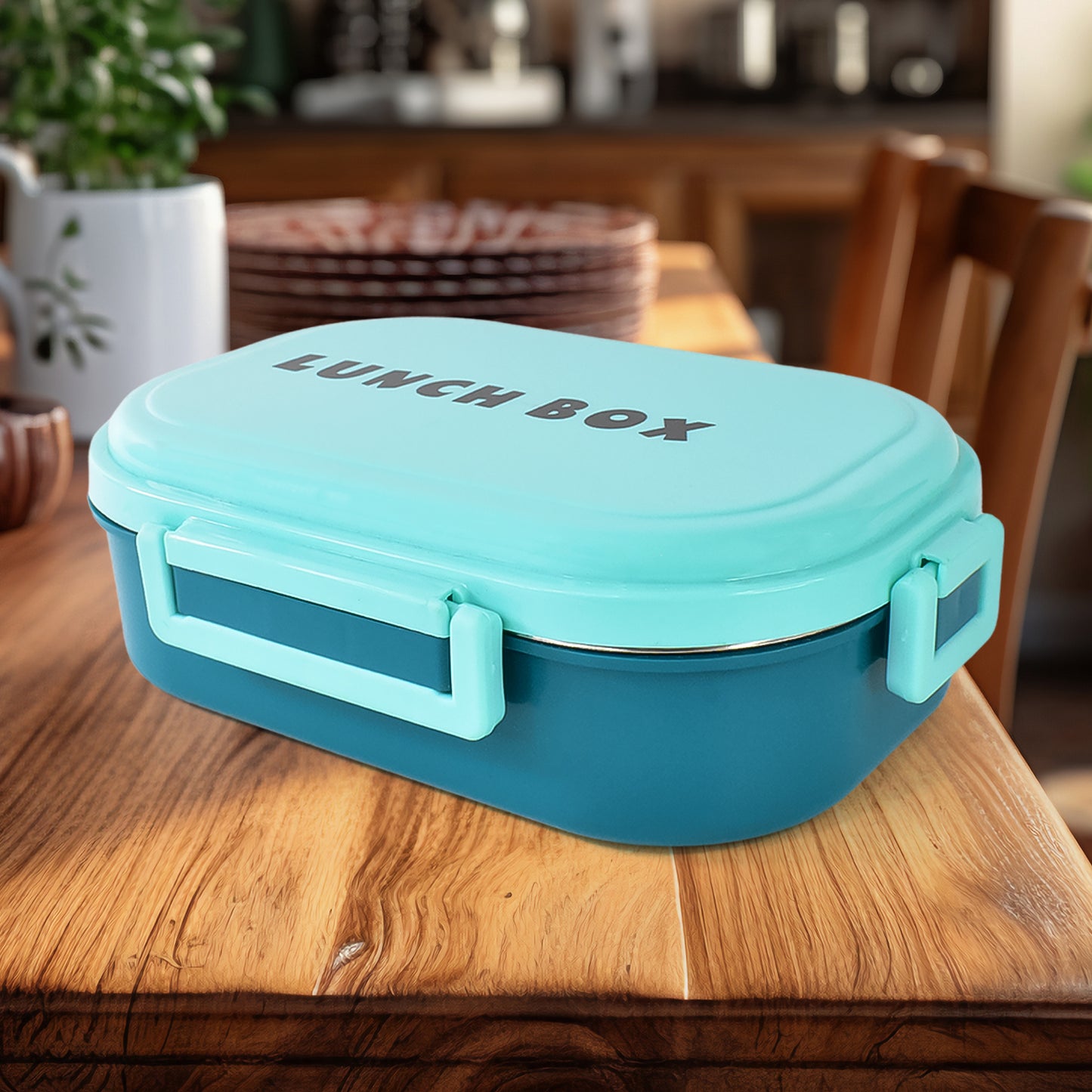 3 In1 Spicy Bite Stainless Steel Lunch Box With Plastic Small Box Spoon (1 Set)