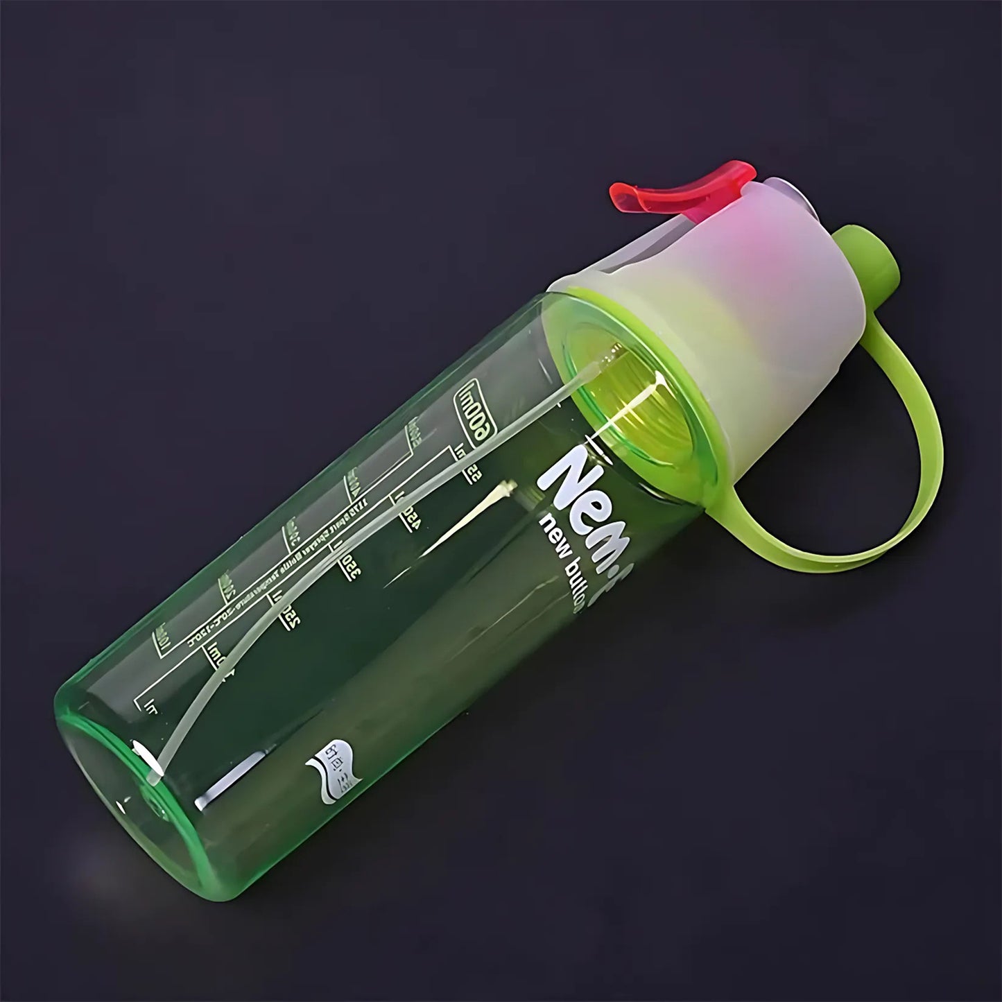 Plastic Dual Function Sports Water Bottle With Built-In Mist Spray And Leakproof Cap (600Ml 1 Pc)