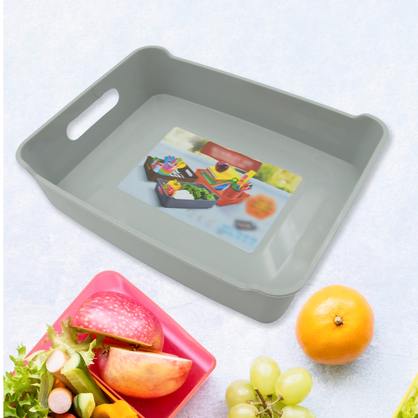 Multipurpose Organising Storage Plastic Tray Fruit Vegetable Multi Purpose Tray Organizer For Kitchen Countertop Cabinet Bathroom Plastic Storage Basket For Store Fruits Vegetables Magazines Cosmetics Stationary Set Of 3