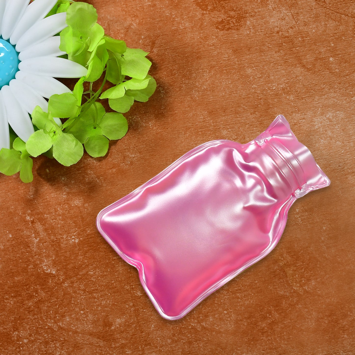 Simple Pink Small Hot Water Bag With Cover For Pain Relief Neck Shoulder Pain And Hand Feet Warmer Menstrual Cramps.