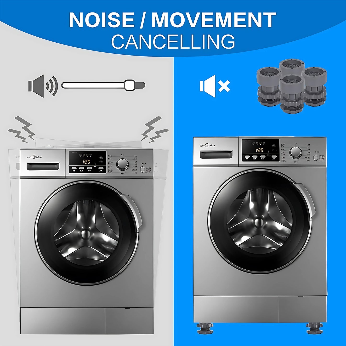 Adjustable Anti-Vibration Pads For Washing Machine And Refrigerator Base (4 Pc)