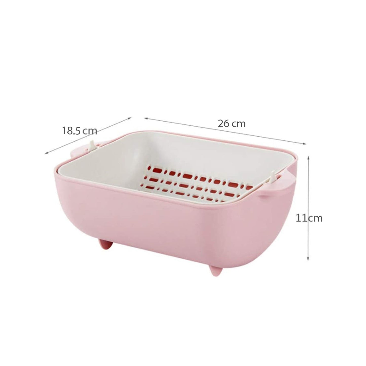 Multifunctional Bpa Free Double Layered Plastic Rotatable Strainer Bowl With Handles For Washing Rinsing Serving Vegetables Fruits (Multicolor)