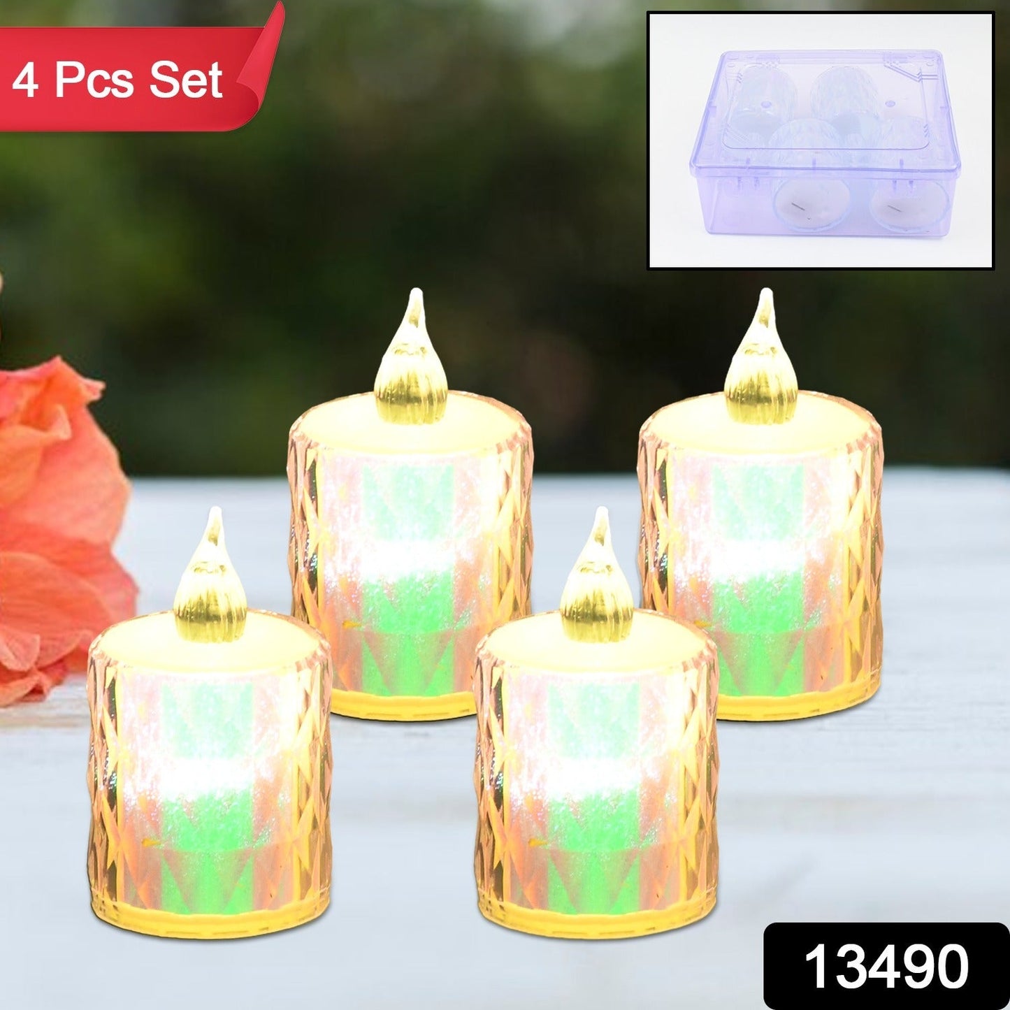 4 Pcflameless And Smokeless Decorative Melting Candles Led Tea Light