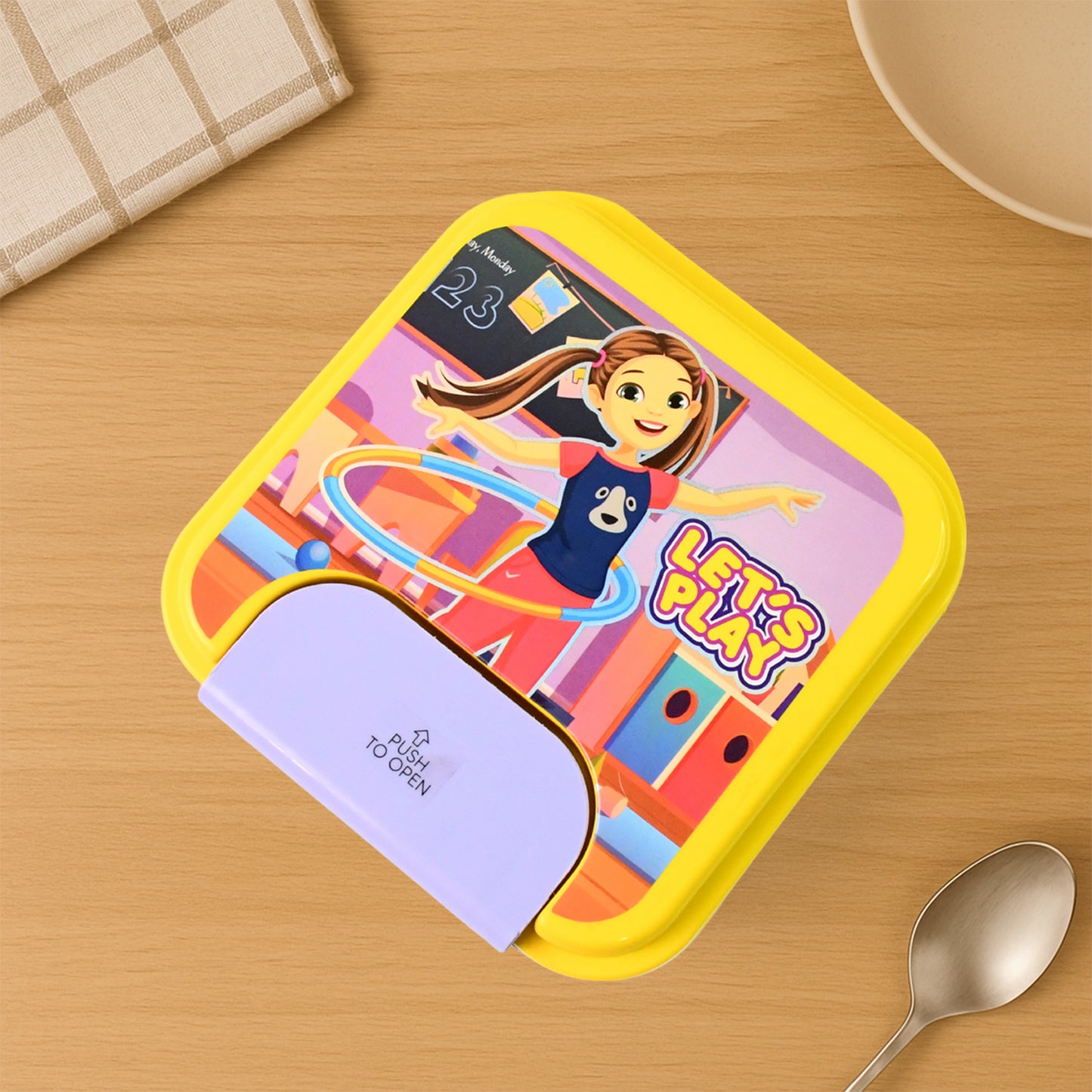 Kidslunch Box Set With Small Inner Container Spoon Fork (1 Pc)