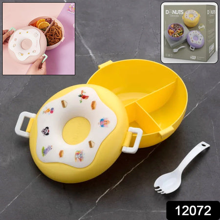 Donutshaped Double Insulated 3 Compartment Lunch Box (1 Pc Mix Color)
