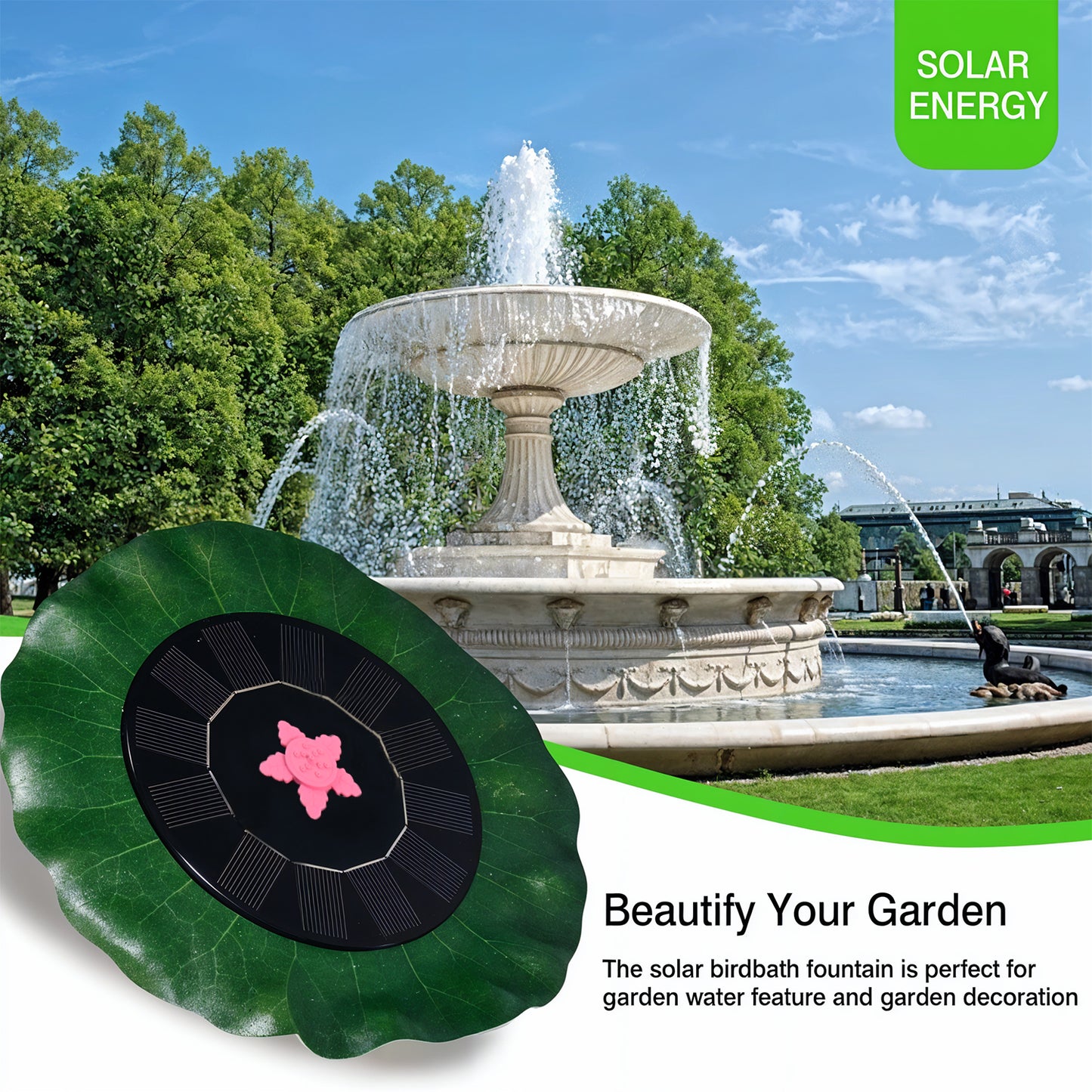 Decorative Solar-Powered Floating Water Fountain Pump