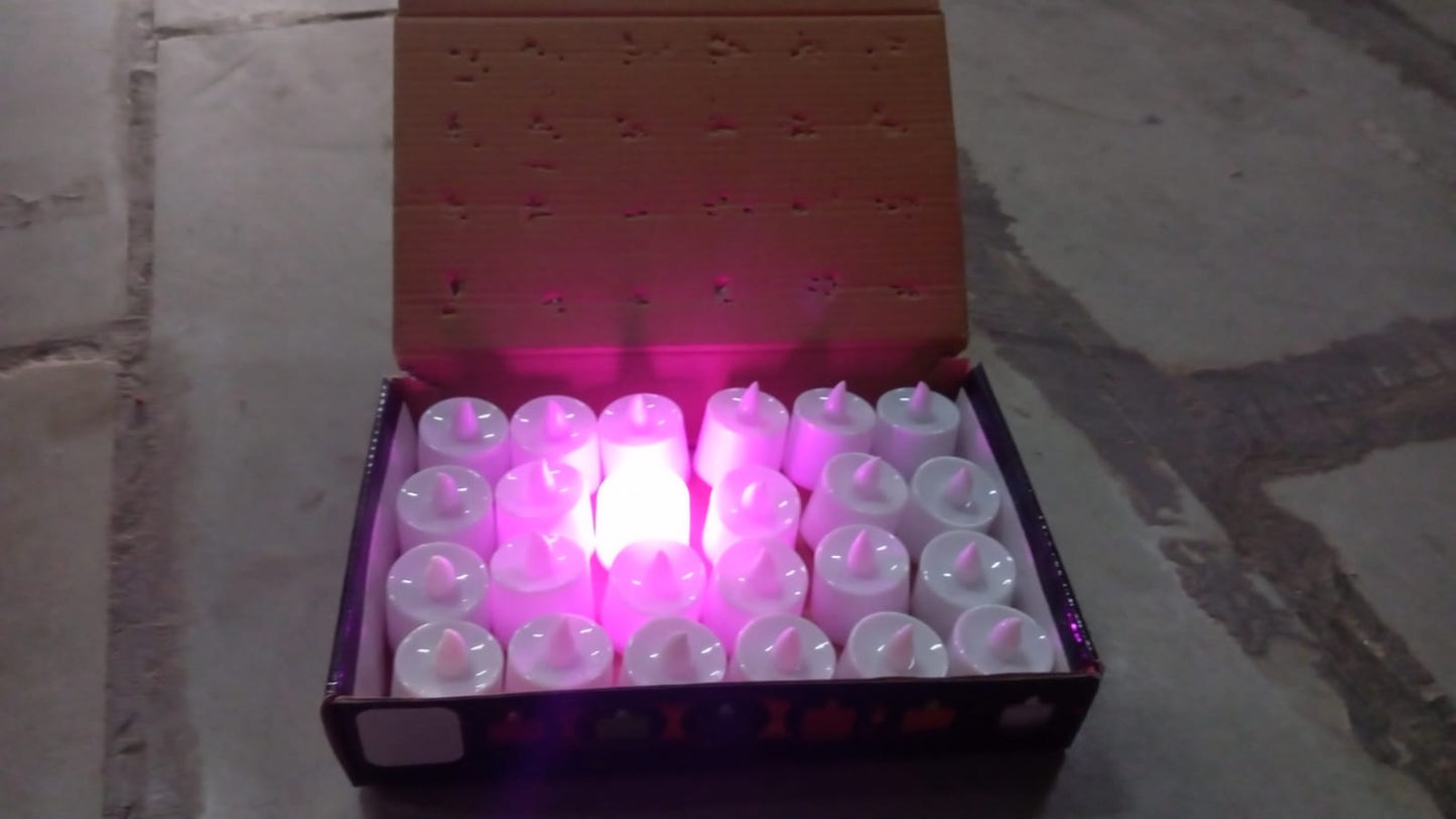Pink Flameless Led Tealights Smokeless Plastic Decorative Candles - Led Tea Light Candle For Home Decoration (Pack Of 24)
