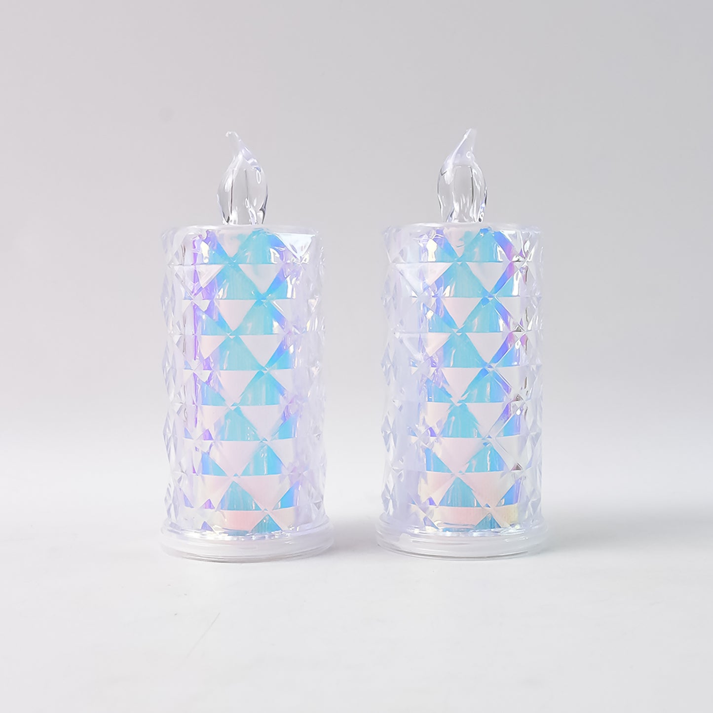Decorative Led Candle Lights With Holographic Finish (2 Pc Set)