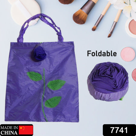 Foldable Bag Cute Rose Shape Cover Reusable Bag Naylon Bag Nylon Shopping Carry Bags Large Reusable Foldable Bag Eco Friendly Shopping Folds To Pocket Size Tote Grocery Shoulder Handbag Travel Bag (1Pc)