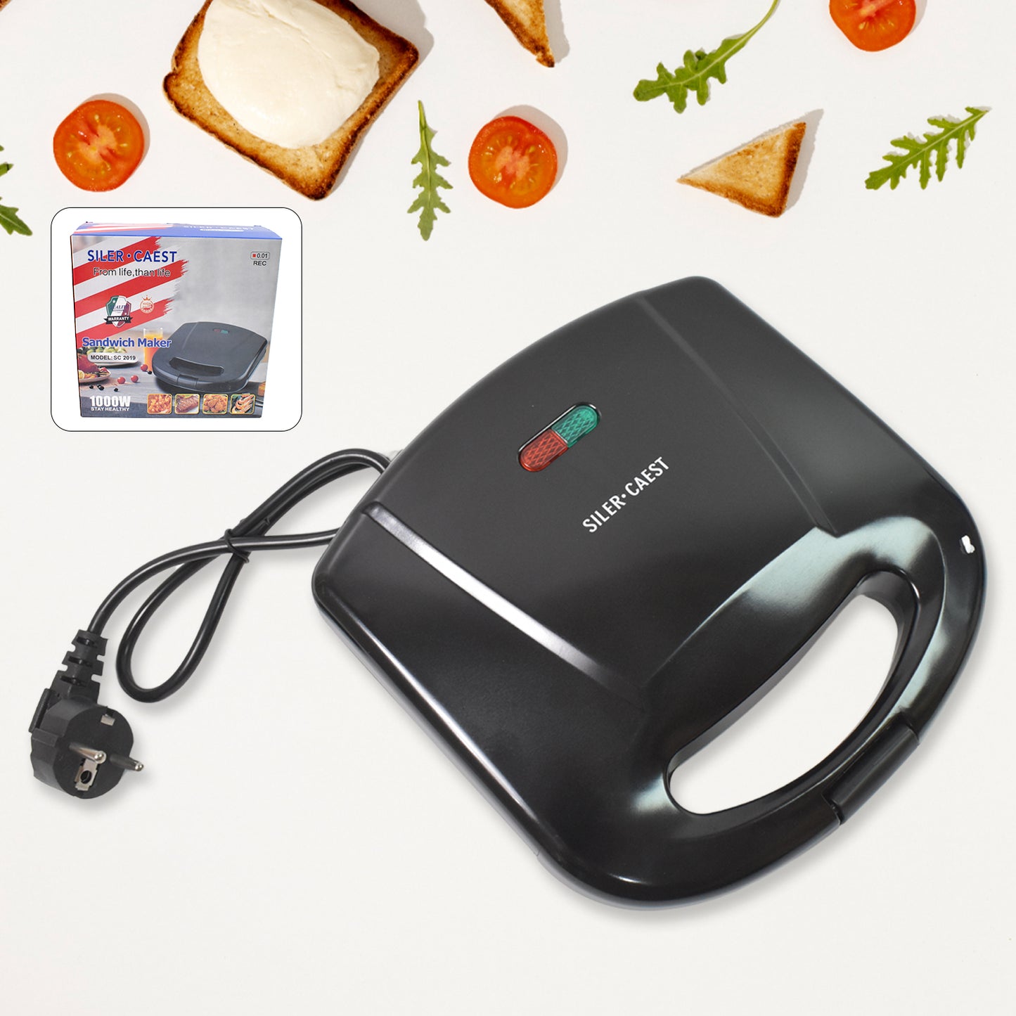 Waffle Maker Makes 2 Square Shape Waffles Non-Stick Plates Easy To Use With Indicator Lights