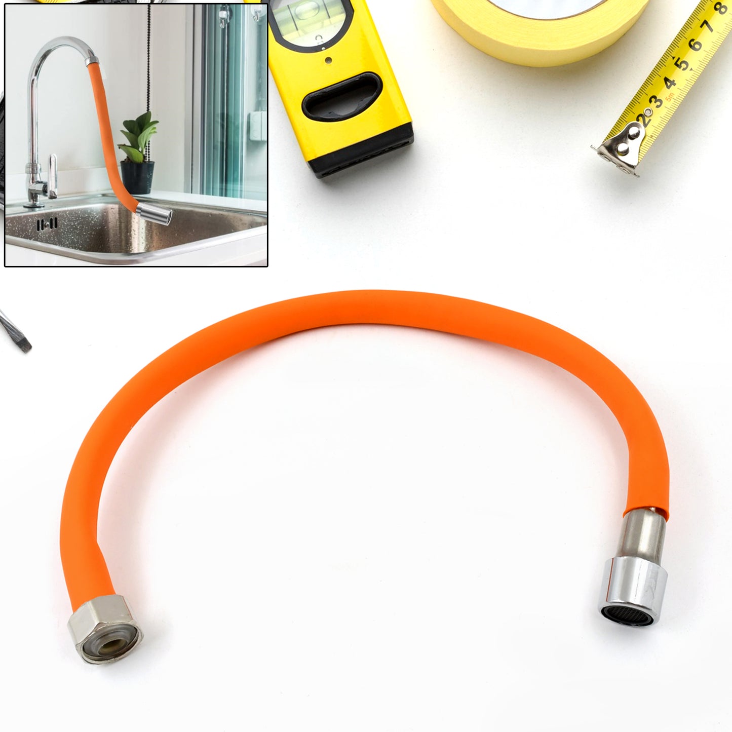 Flexible Water Tap Extender Universal Foaming Extension Tube With Connector 360 Free Bending Faucet Extender Adjustable Sink Drain Extension (46Cm)