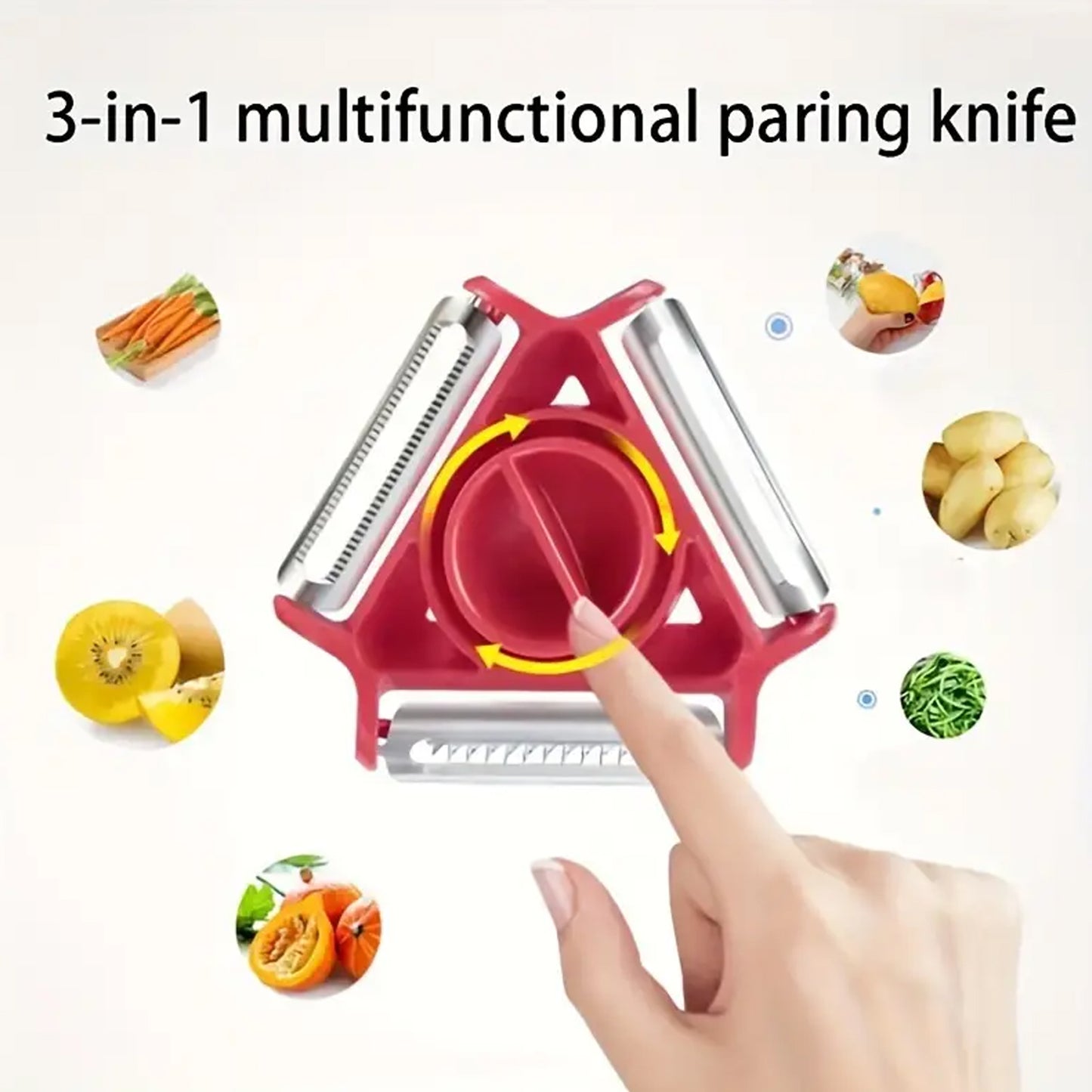 3 In 1 Multi Function Three Use Rotary Hanging Round Planer Peeler And Cutter Vegetable Slicer Kitchen Tools Kitchen Gadgets (B Grade)