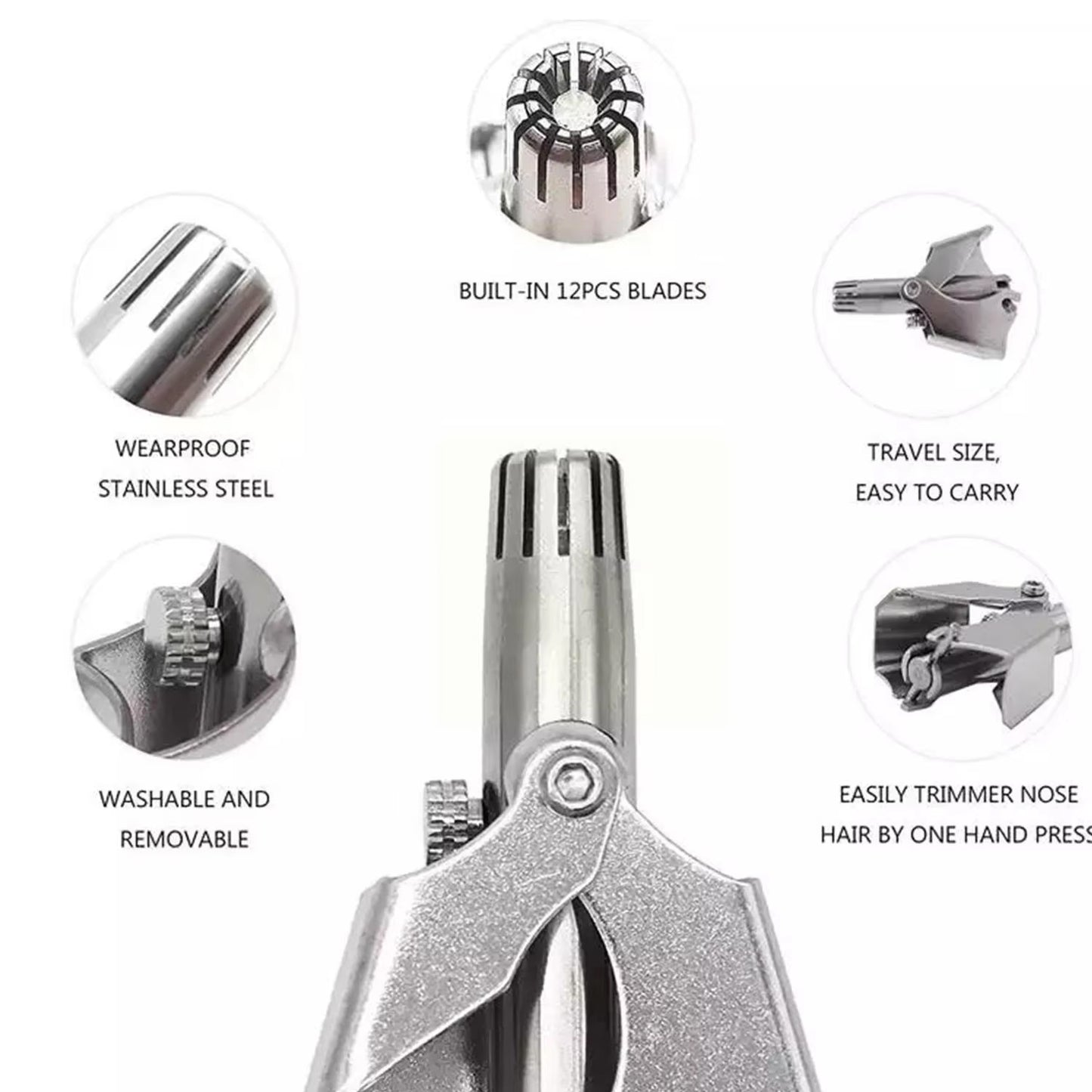 Nosehair Clipper Stainless Steel Hair Remover (1 Pc With Brush Plastic Case)