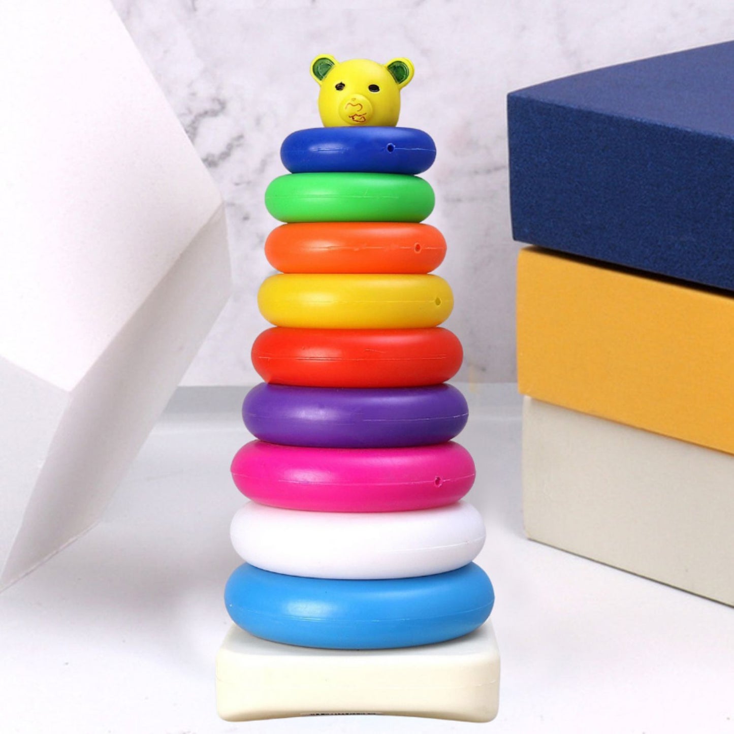 Plastic Baby Kids Teddy Stacking Ring Jumbo Stack Up Educational Toy 9Pc