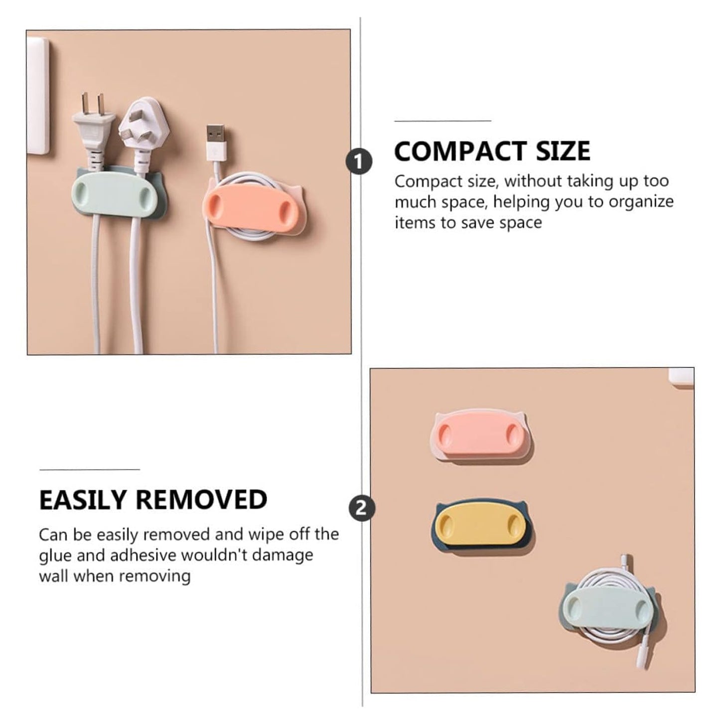 Pig Plug Wire Organizer Cable Holder Clips With Self-Adhesive Pad (4 Pcs Set)