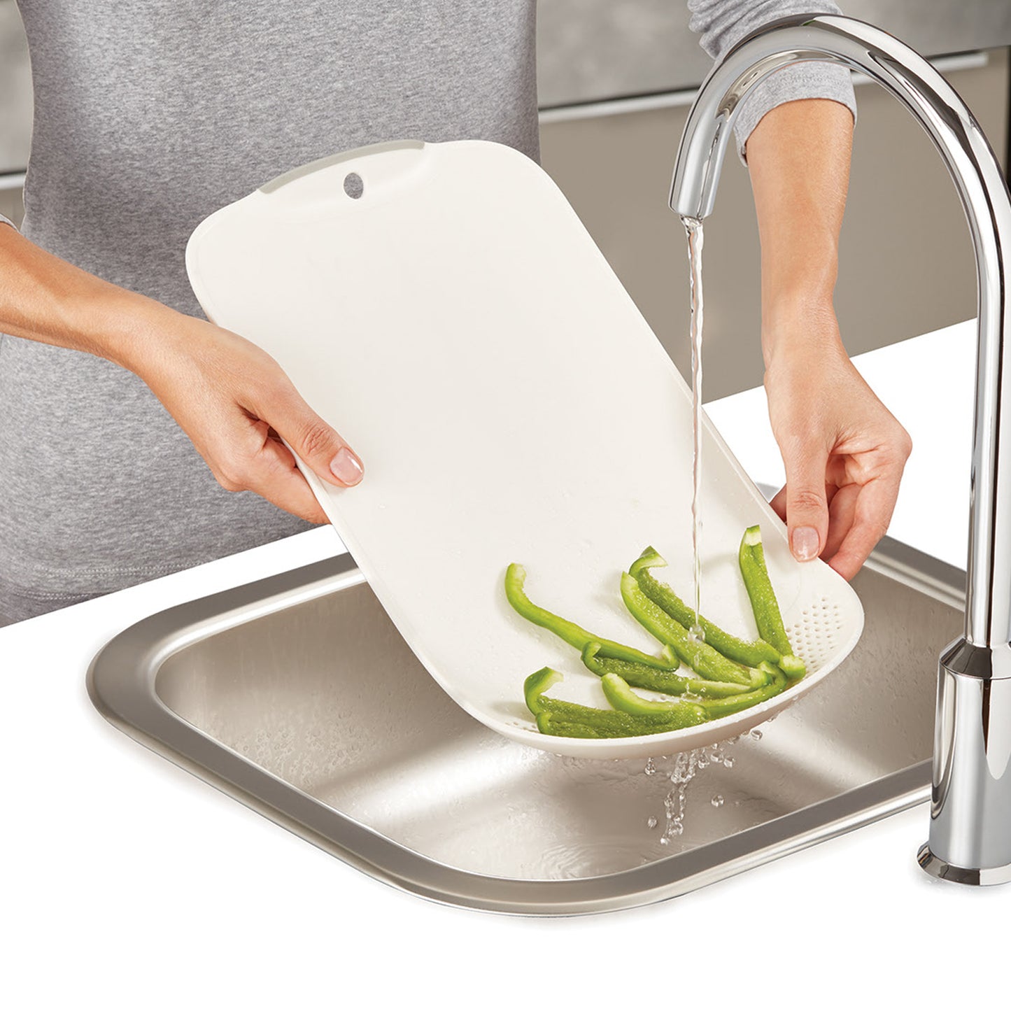 Chop Drain Vegetables Fruits Chopping Board Sleek Knife