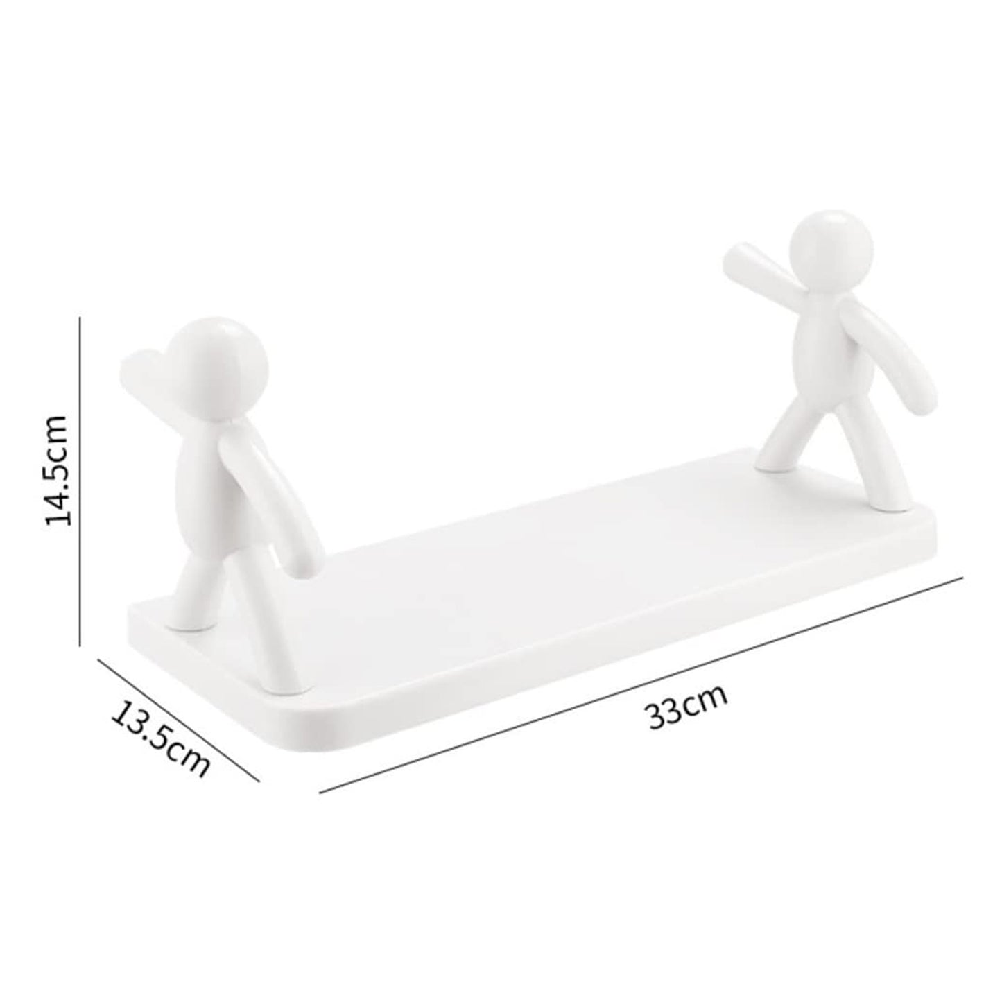 Self Adhesive Cute Floating Shelves Wall Shelf Wall Mounted Organizer - Human Figurine Brown Box