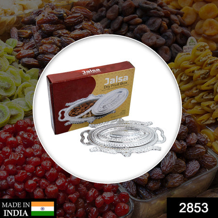 Plastic Peacock Dry Fruit Silver Finish Serving Tray
