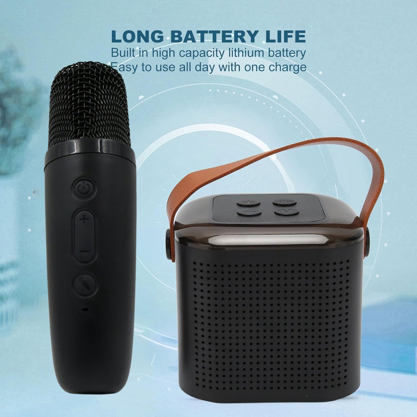 Wireless Speaker Microphone Set Rgb Light Support Memory Card Portablekaraoke Machine Perfect For Travel Tv