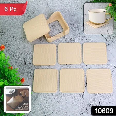 Ganesh Premium Square Coasters With Storage Box (6 Pc Set)