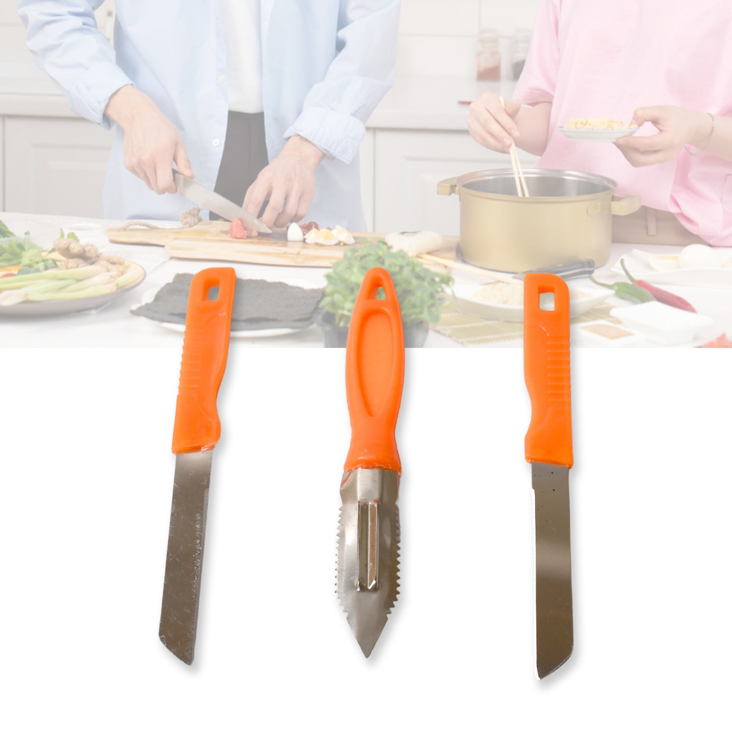 3In1 Multipurpose Stainless Steel Classic Kitchen Knife Set Of 3 For Fruits And Vegetable Chopping Cutting Peeling Kitchen Knife Vegetable Peeler Plain Knife