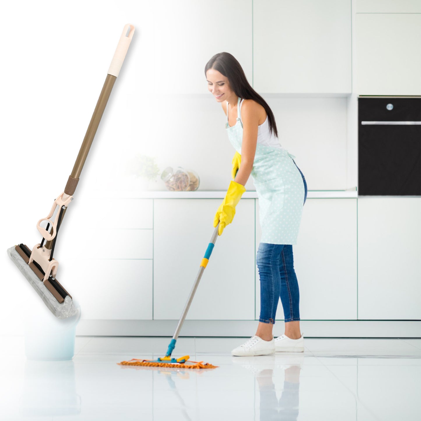 Sponge Mop Super Absorbent Sponge-Head-Self-Cleaning Miracle-Mop