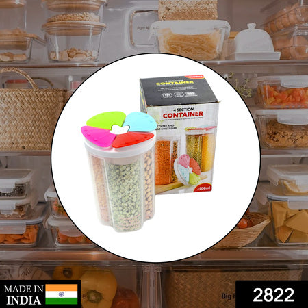 4 Section Storage Containers Airtight Transparent Food Plastic Storage Container