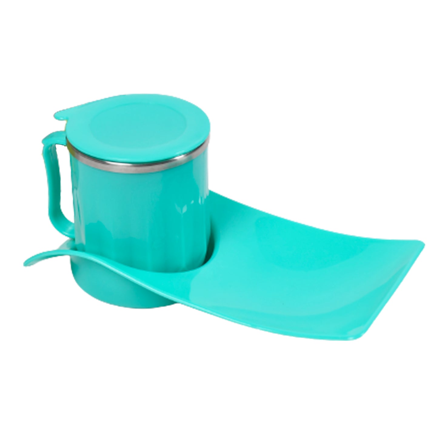 Snacks Tray Inside Steel Cup 350Ml Break Time Tray For Kids Home Use