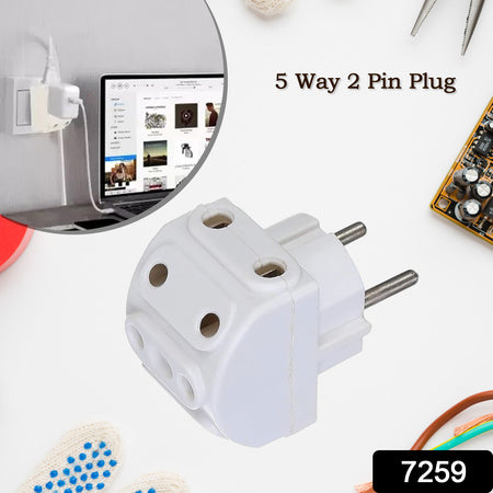 5-Way2 Pin Multi-Plug Socket Converter (1 Pc)