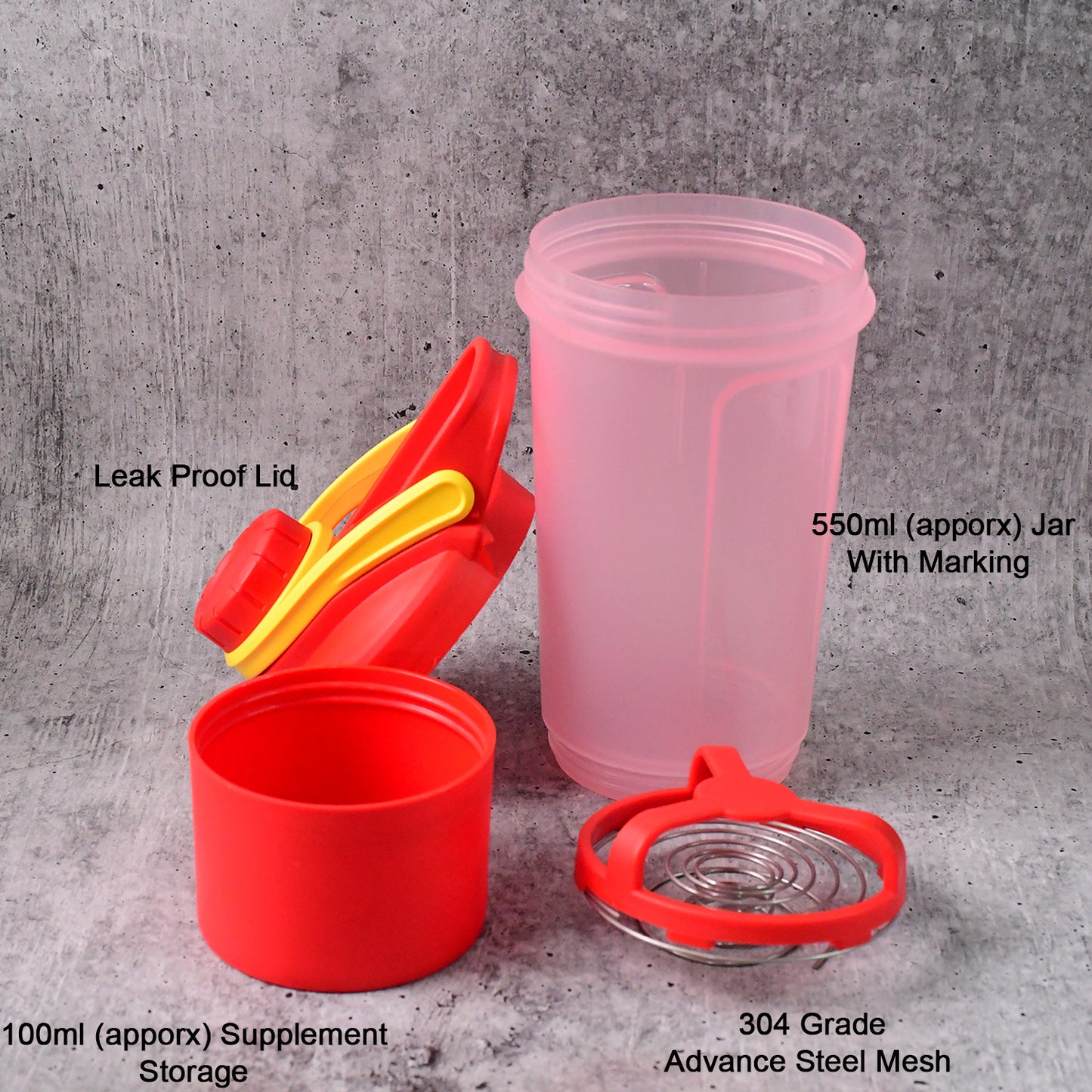 Supermom Premium Booster Gym Shaker Bottle With Mixing Ball (550Ml 1 Pc)