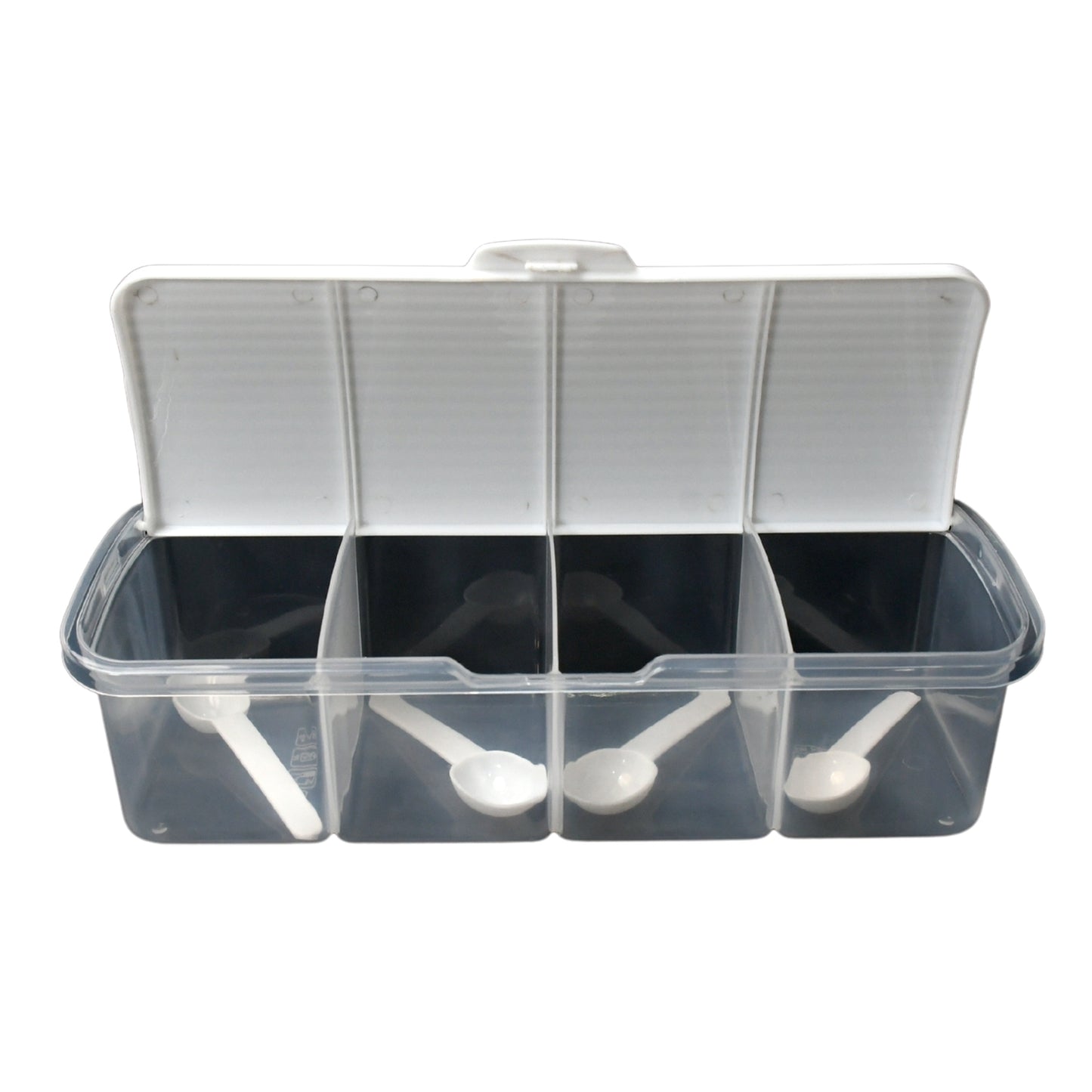 Kitchen Multipurpose Air-Tight 4 Sections Storage Containers Masala Boxpickle (Achar) Jar With 4 Spoon For Each Section (1 Pc Mix Color)