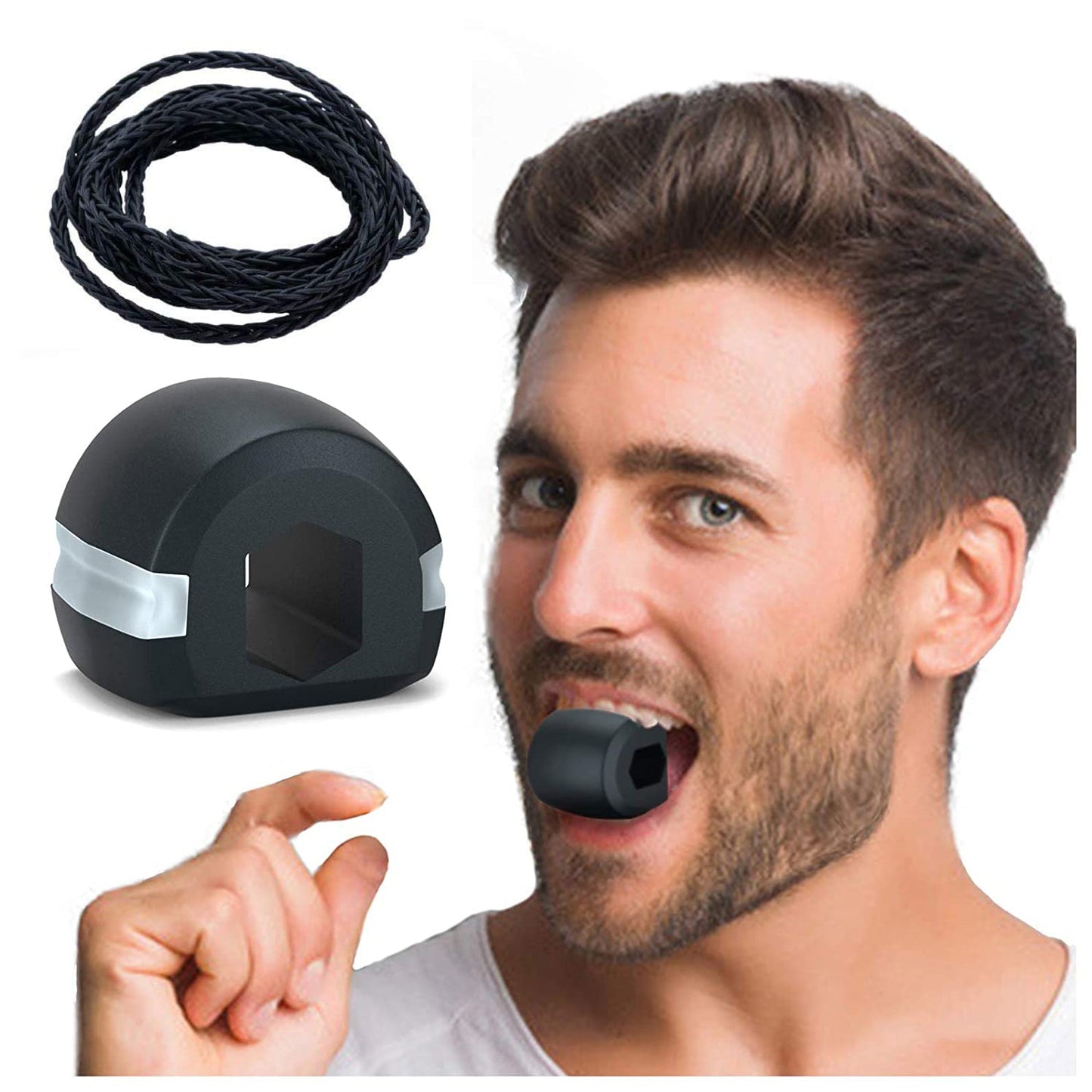Cn Blk Jaw Exerciser Used To Gain Sharp And Chiselled Jawline Easily And Fast.