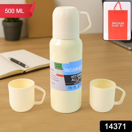 Whitevacuum Flask Set Stainless Steel Thermos With 3 Cups Approx 500Ml