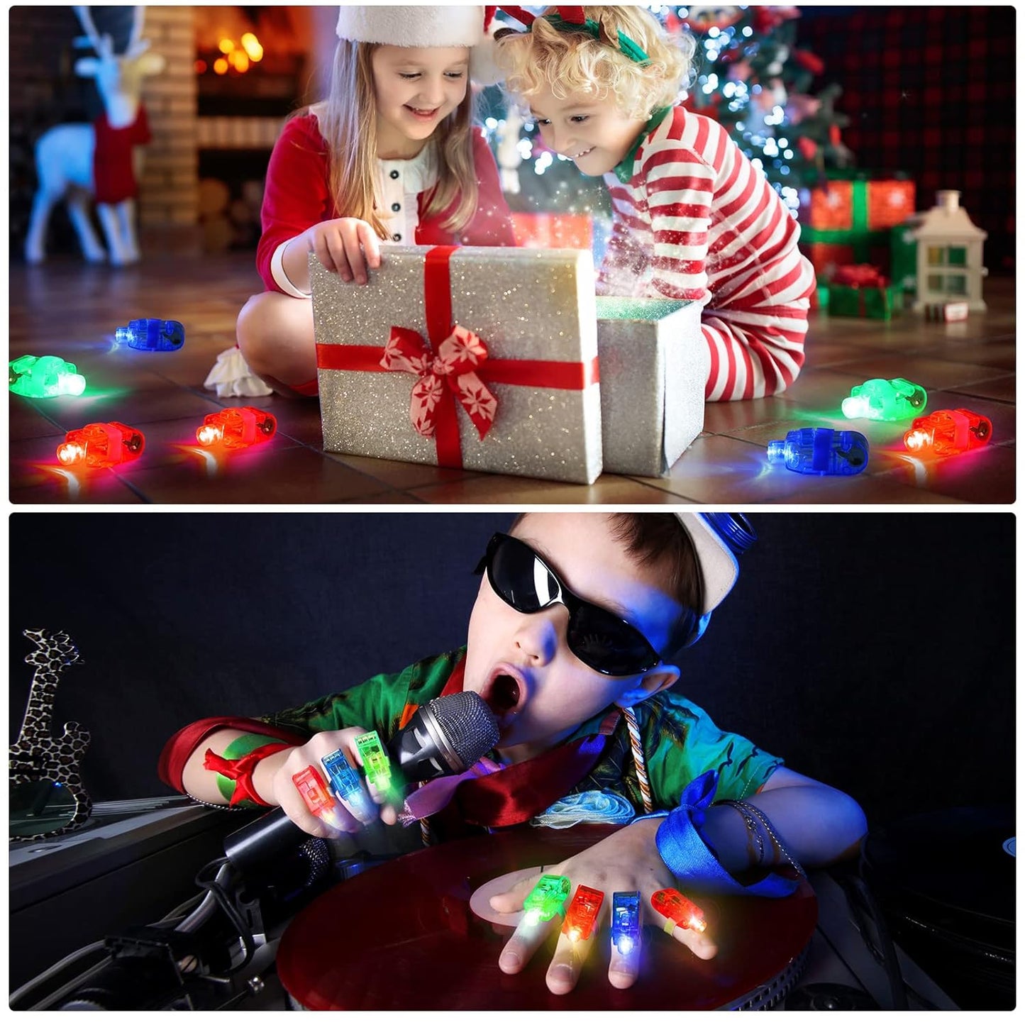 Light Up Finger Tips Clear Mini Rings Led Glow Ring With Elastic Band (1 Pc)