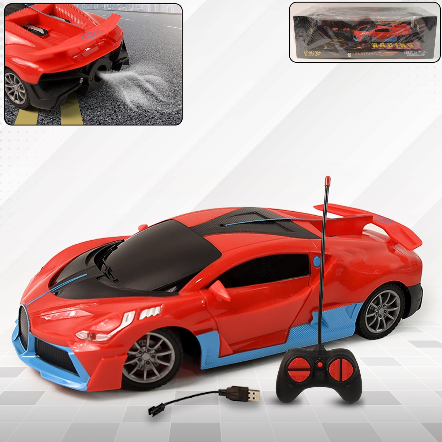 High-Speed Rc Sports Car With Spray Exhaust Effect (1 Set)