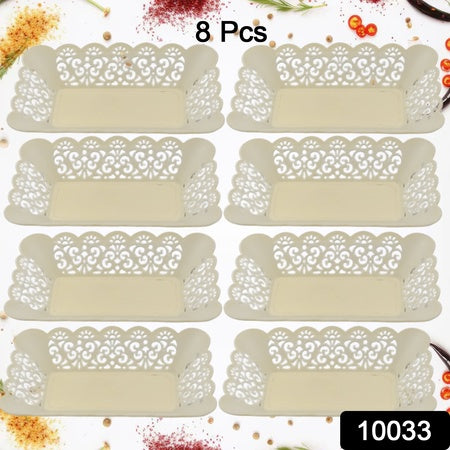 Rectangle Plastic Dinner Plate Snacks Breakfast Restaurant Serving Trays Home School Coffee Hotel Kitchen Office (8 Pcs Set)