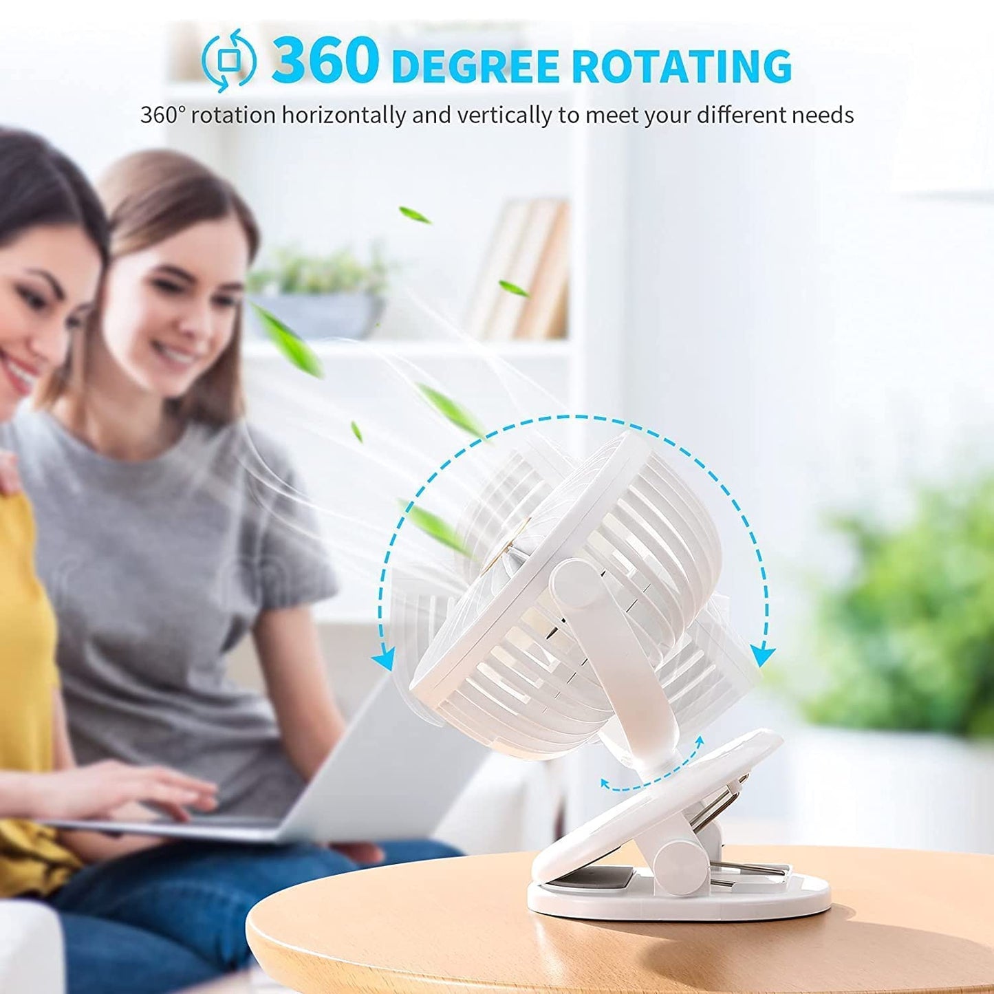 Portable Clip-On Fan Battery Operated With Light Spray Small Yet Powerful Usb Table Fan 3-Speed Quiet Rechargeable Mini Desk Fan 360 Rotation Personal Cooling Fan For Home Office Camping