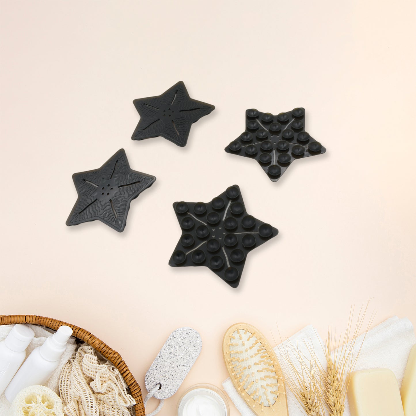 Mini Pvc Anti-Slip Bat Mat Non Slip Baby Bath Mats Mini Child Safety Anti Slip Shower Mats Star Leaf Shaped For Kids (4 Pc Set)