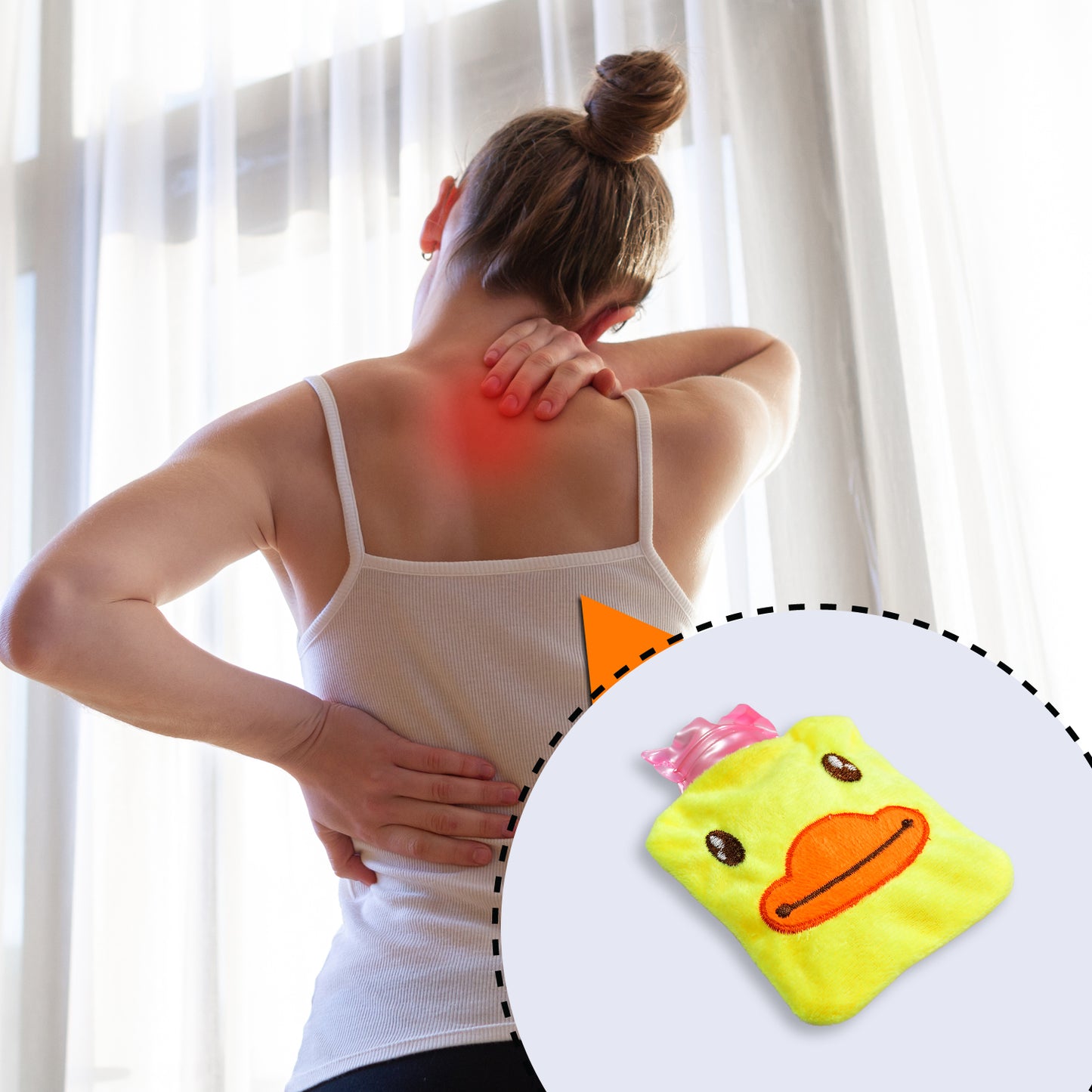 Yellow Duck Small Hot Water Bag With Cover For Pain Relief Neck Shoulder Pain And Hand Feet Warmer Menstrual Cramps.
