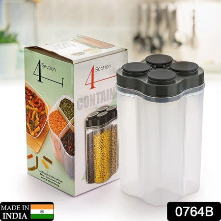 Plastic Lock Food Storage 4 Section Container Jar For Grocery Fridge Container.