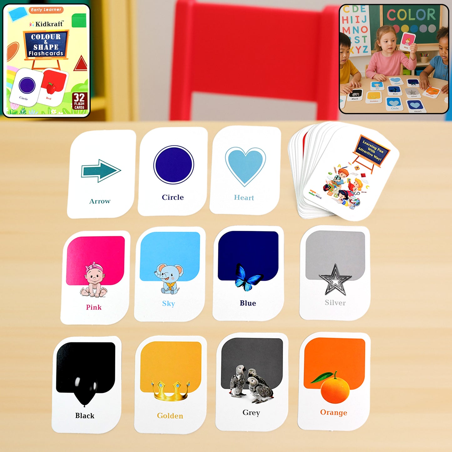 Kidkraft Early Learner 32-Piece Color Amp Shape Flashcard Set