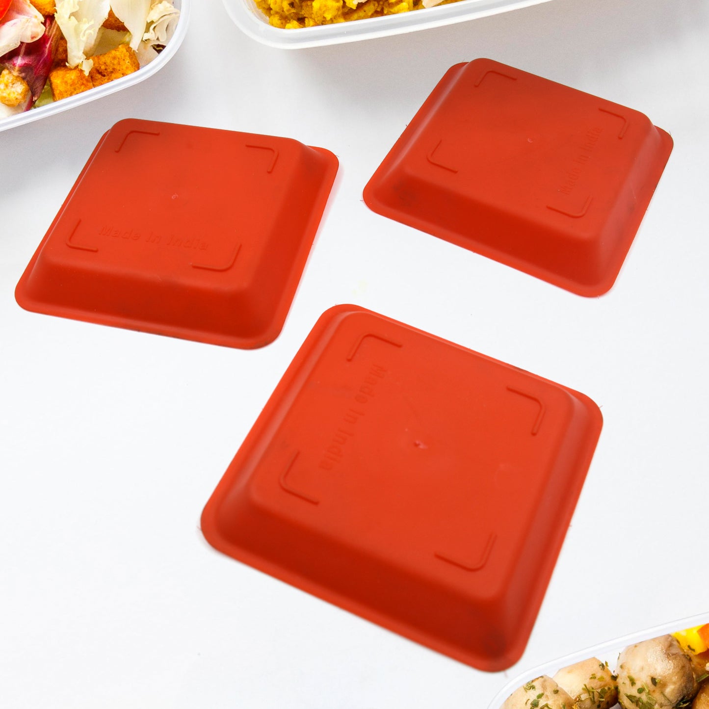 Square Plastic Halwa Dinner Plate Snacks Breakfast Restaurant Serving Trays Home School Coffee Hotel Kitchen Office (3 Pcs Set)