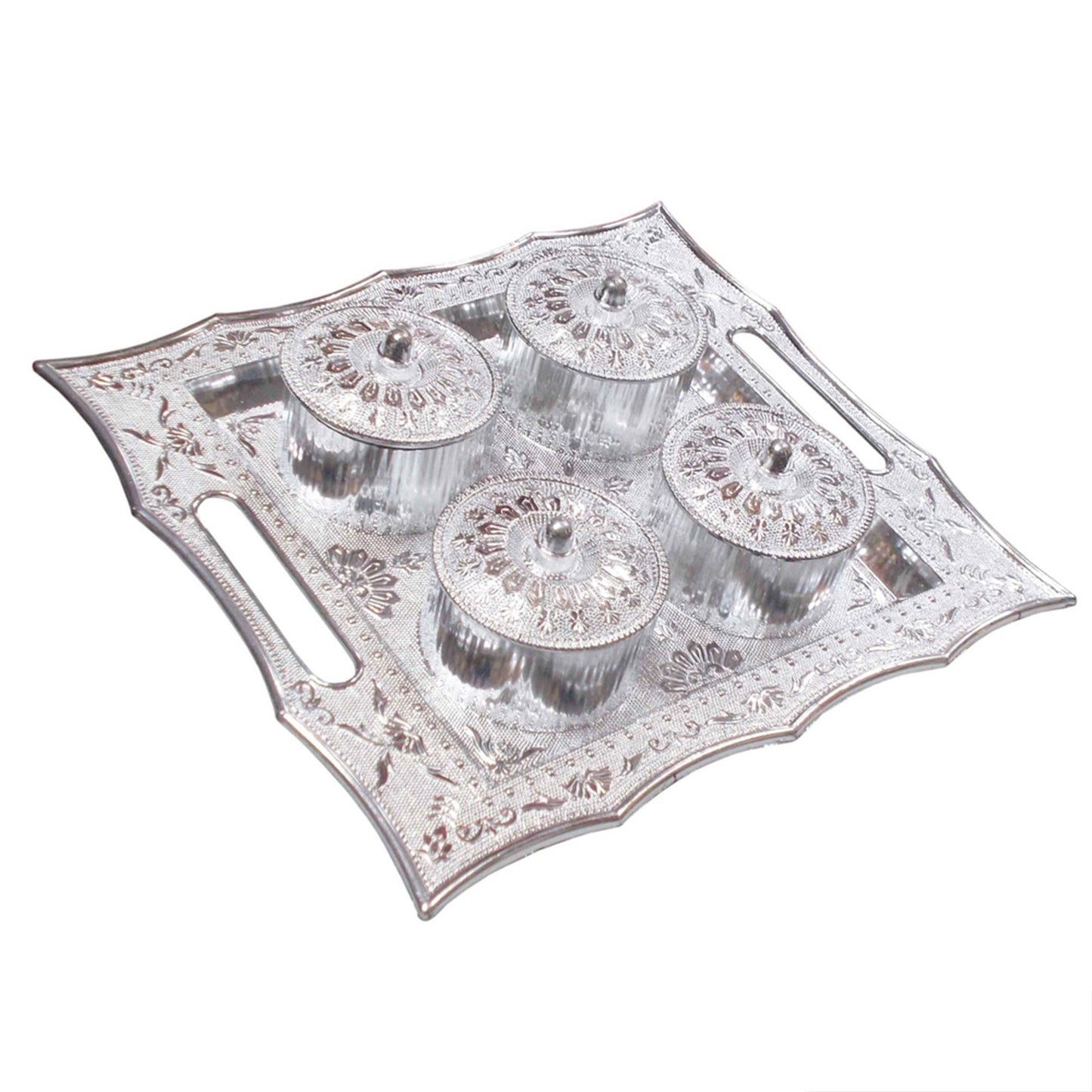 Dry Fruit Air Tight Bowls Tray With Lids 4 Section Snacks Mukhvas Dani