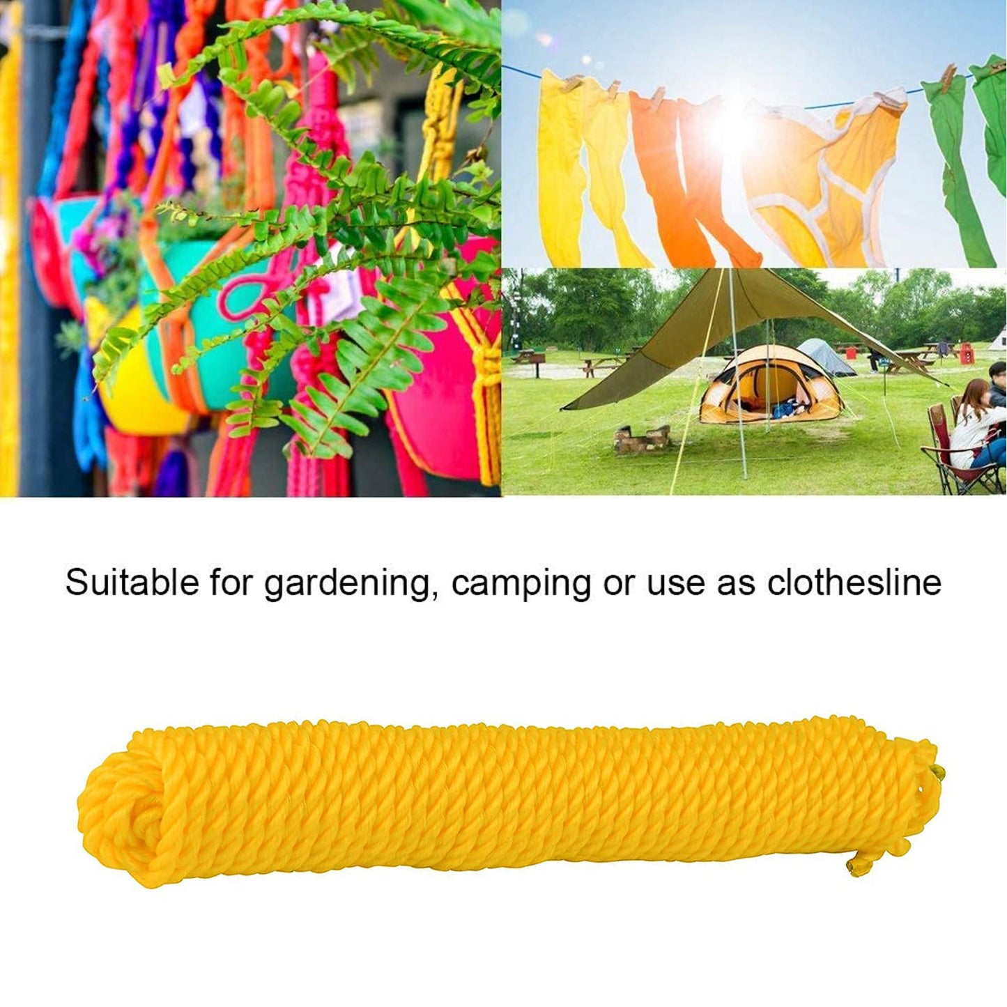 3Meter Heavy Duty Laundry Drying Clothesline Rope Portable Travel Nylon Cord Sturdy Clothes Line For Outdoor Camping Indoor Crafting Art Projects