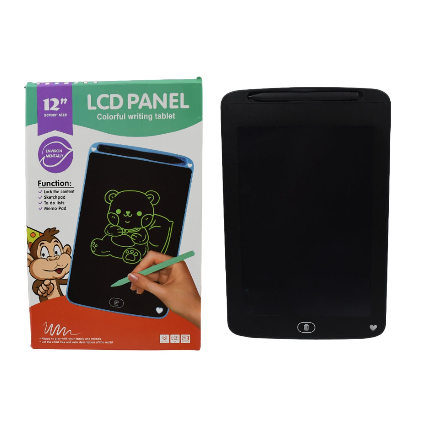 Portable Lcd Writing Board Slate Drawing Record Notes Digital Notepad With Pen Handwriting Pad Paperless Graphic Tablet For Kids 12 Inch