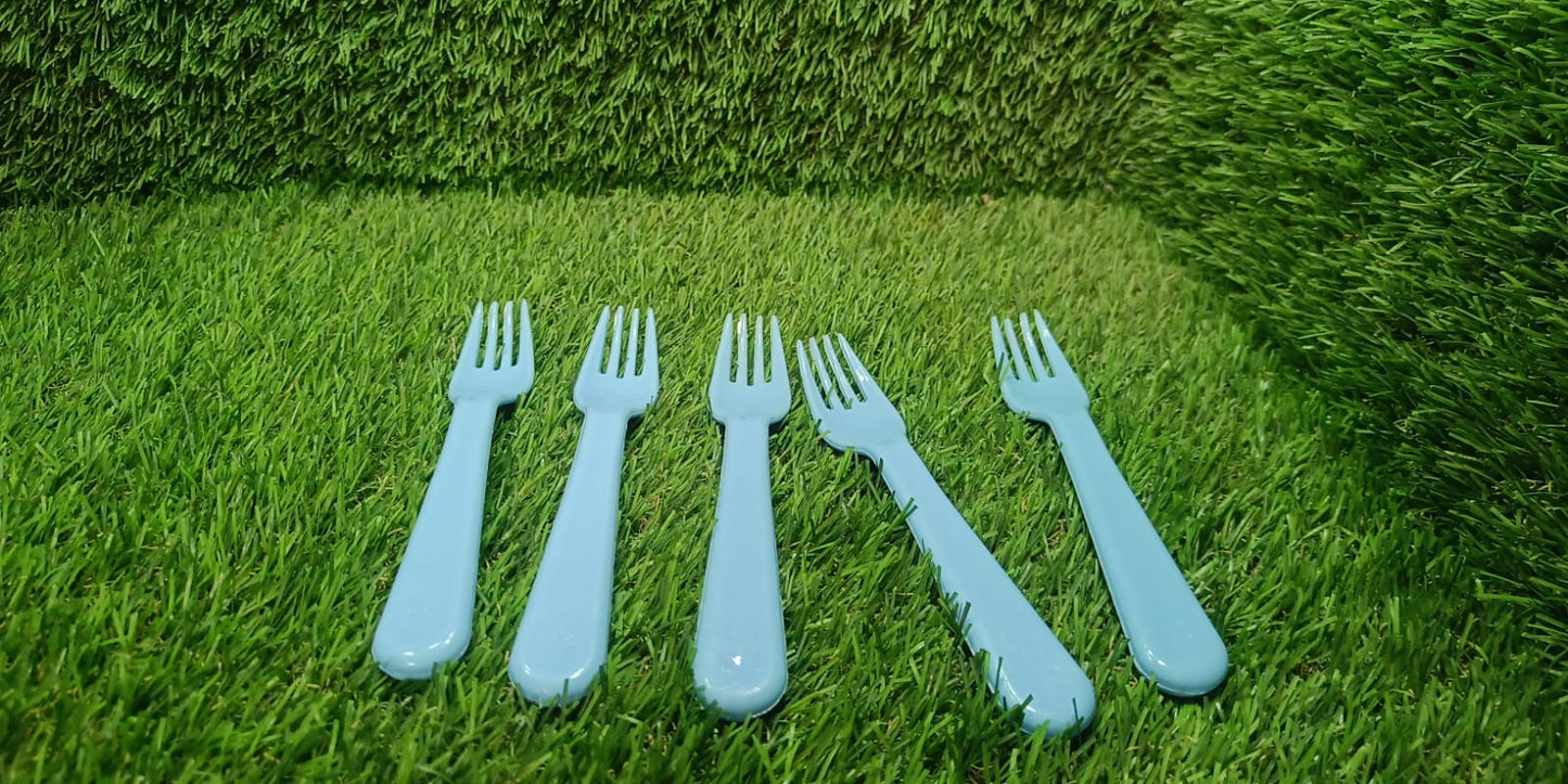 Reusable Premium Heavy Weight Plastic Forks Party Supplies One Size Plastic 5Pc Serving Fork Set For Kitchen Travel Home (5Pc)