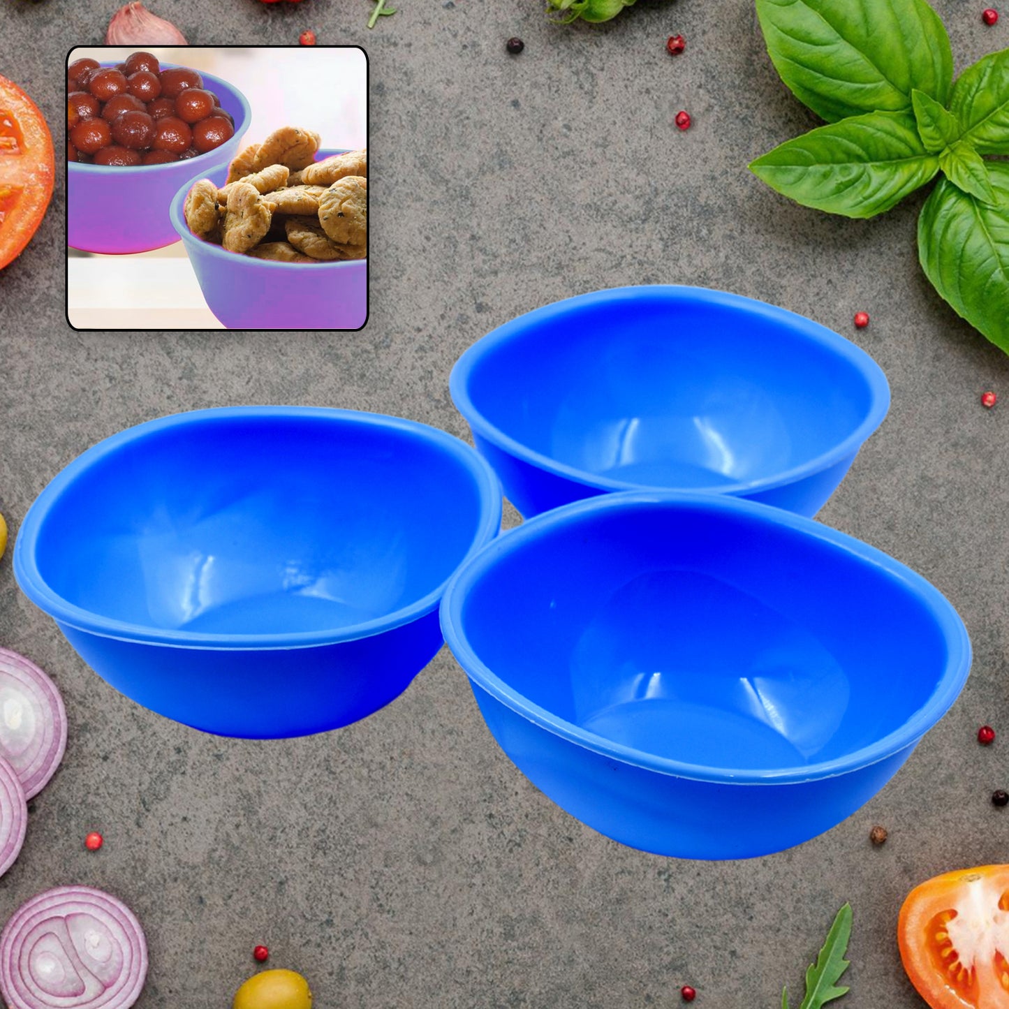 Bpa Free Plastic Bowl Set For Cereal Salad Rice Soup Pasta Snack Bowl Microwave Safe Dishwasher Safe (3 Pcs Set)