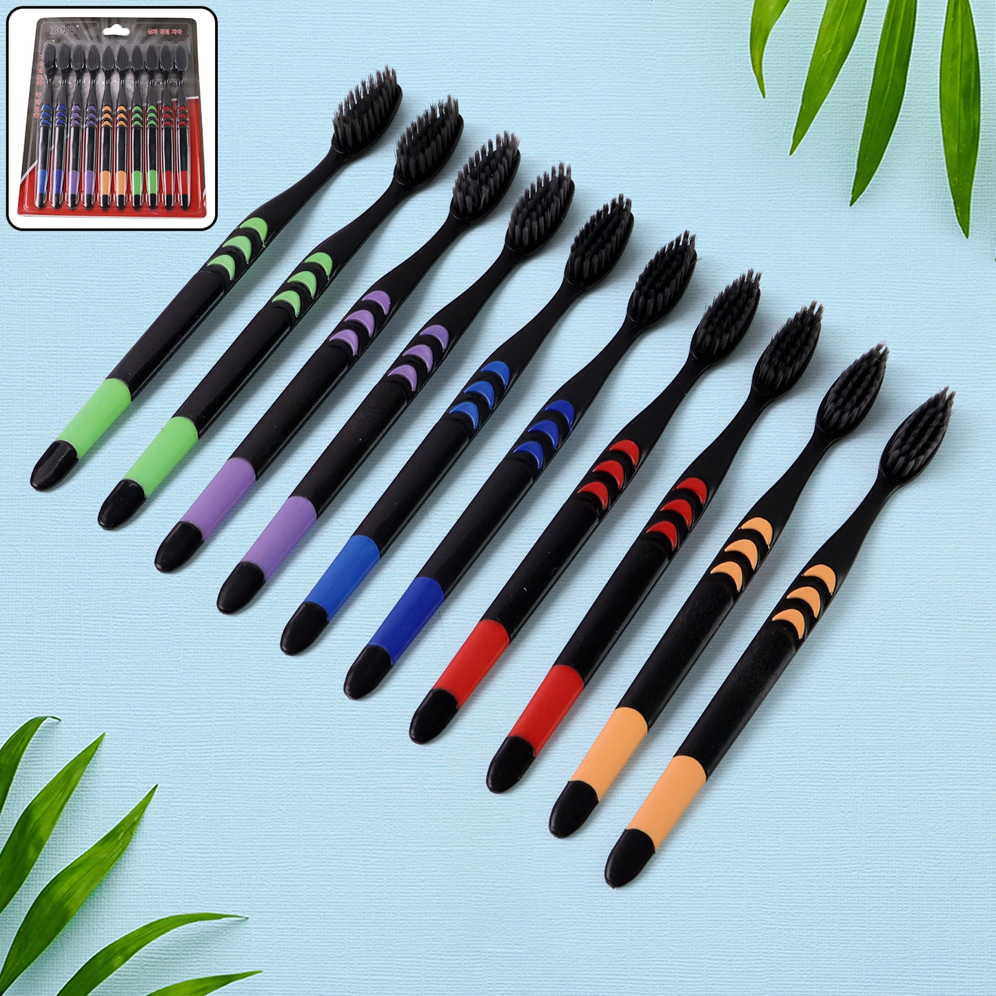 Softtoothbrush With Plastic Round Box For Men And Women Kids Adultsplastic Toothbrush (10 Pcs Set)